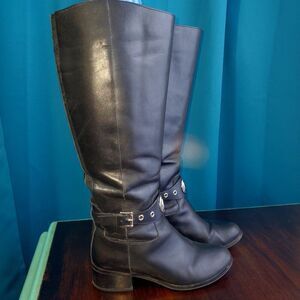 Michael Kors Black Leather Knee high boots-  6 wide calf